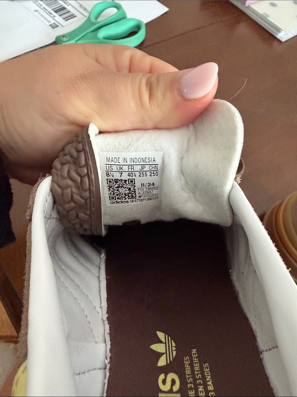 adidas gazelle Brown Suede Sneakers with Light Yellow Stripes - Picture 6 of 6